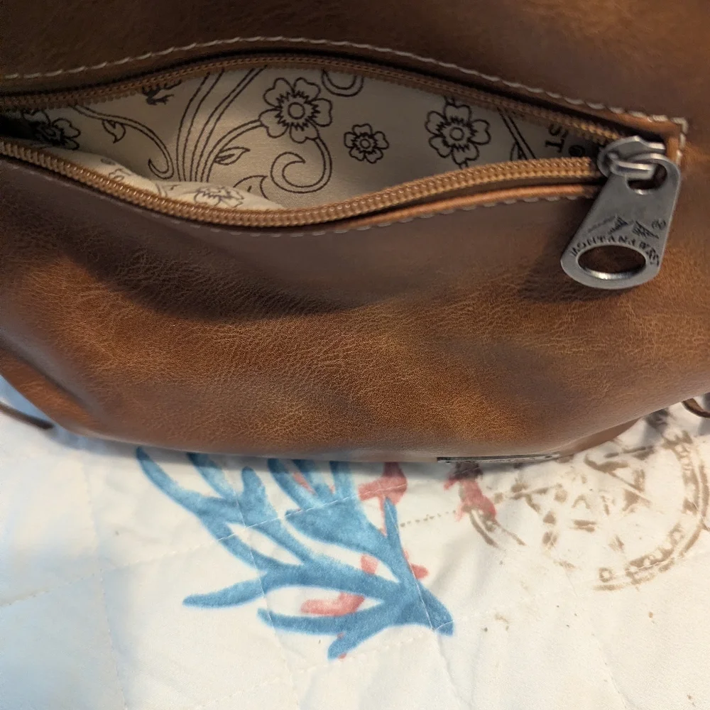 MONTANA WEST Fringed Tooled Leather Crossbody Bag in Brown - Picture 4 of 8